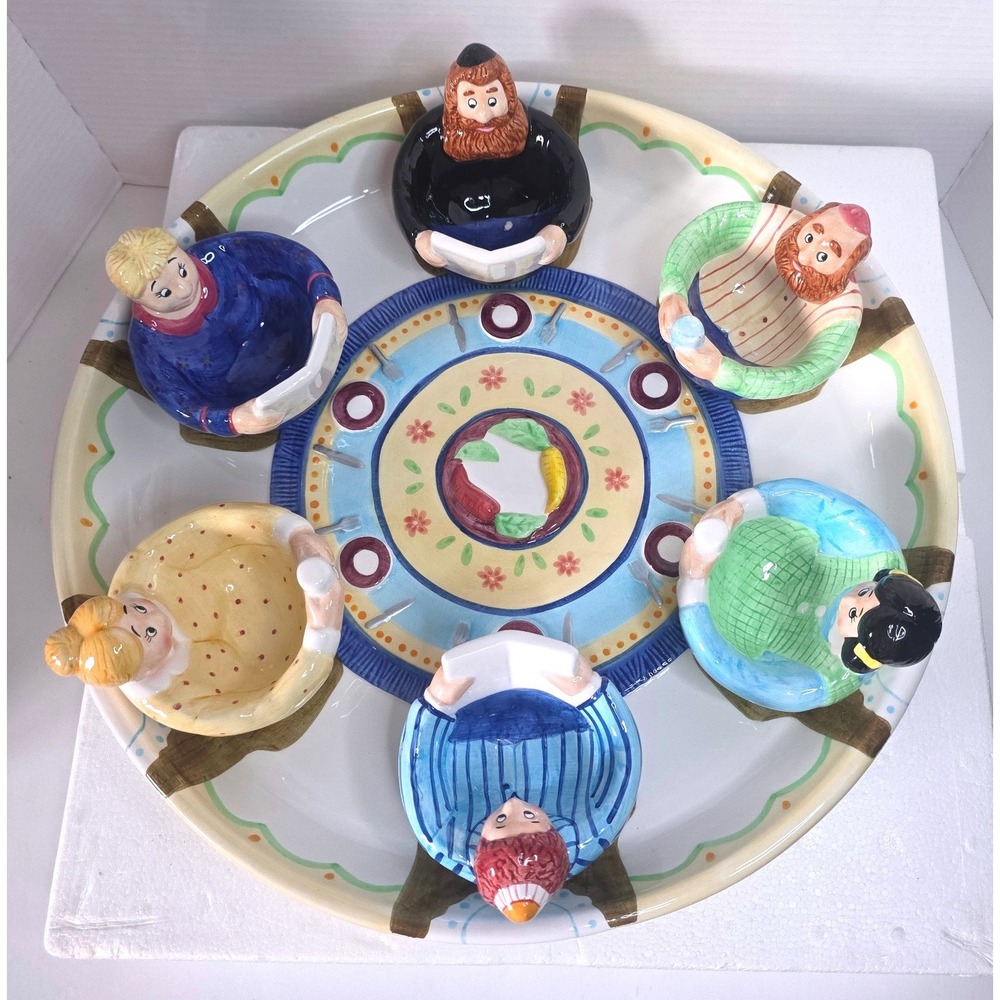 NEW Lotus International Judaica 17" Seder Plate Ceramic Passover Character Bowls